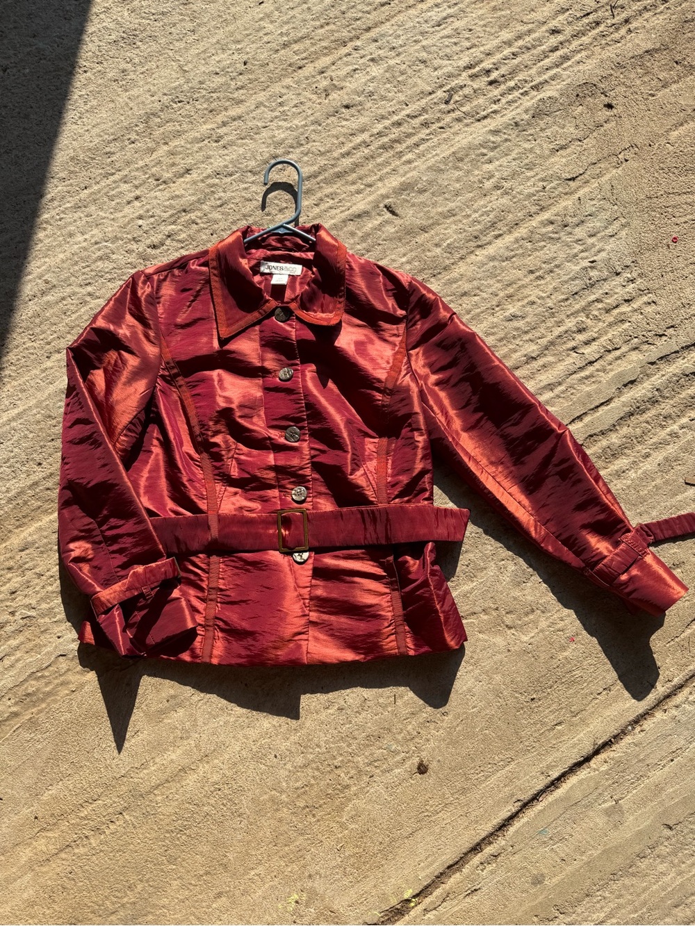Jones New York Shiny Red Belted Blazer